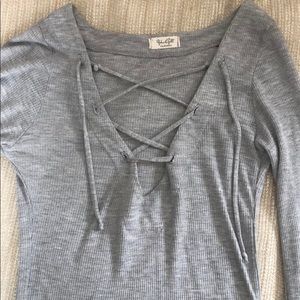 Grey Brandy Melville Crossed Long Sleeve